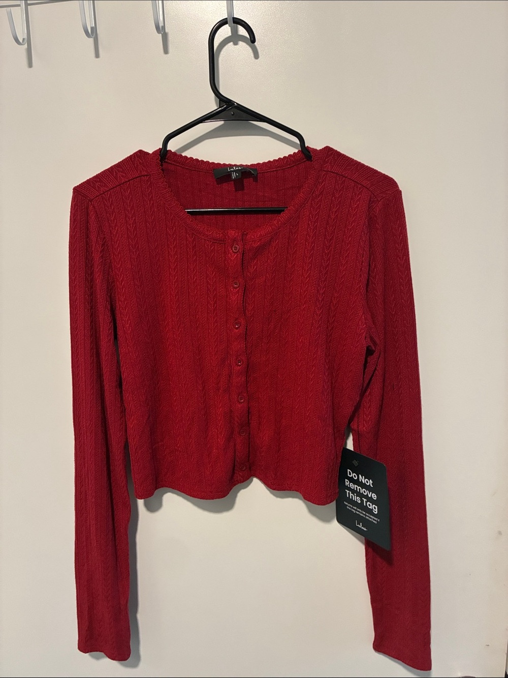 Lulu's Crimson Knit Button-Front Crop Cardigan